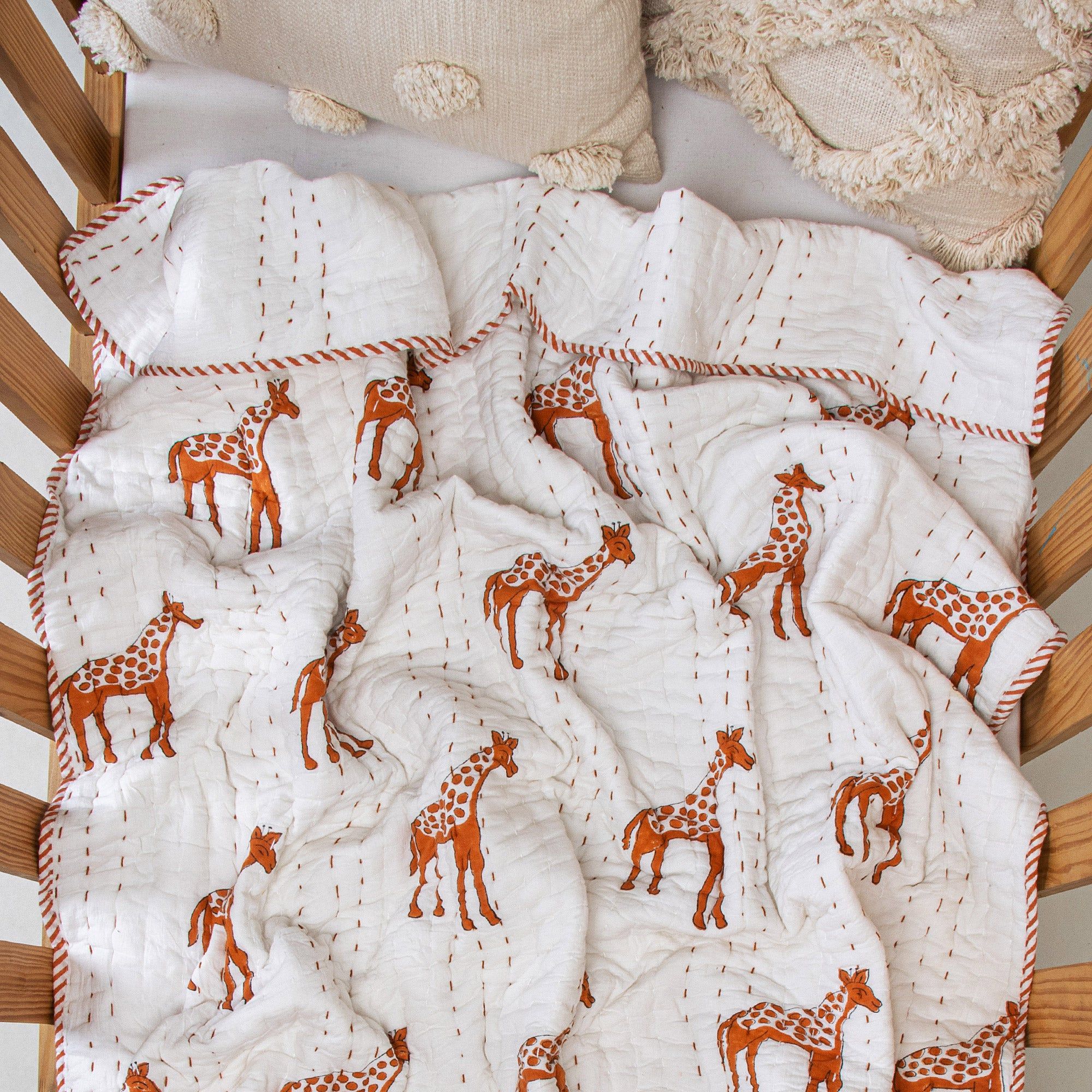 Natural Dyed Giraffe Print Warm Baby Blanket 094